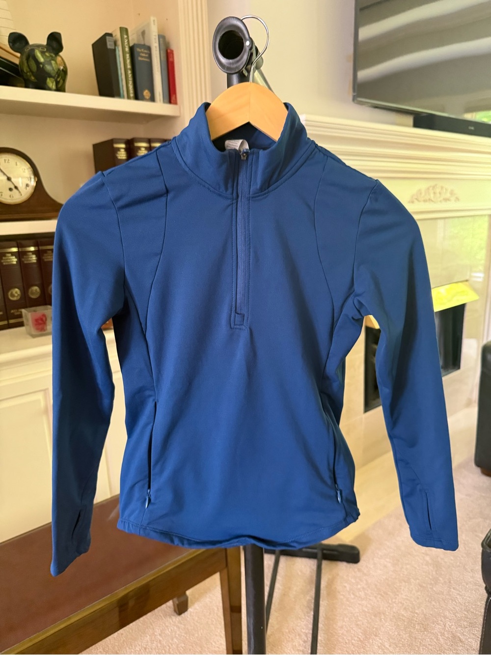 Blue long-sleeve quarter-zip top